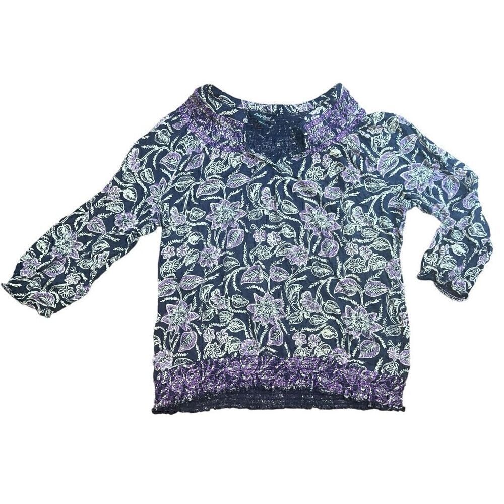 LUCKY BRAND Blue & Purple Paisley Print Top Size Large